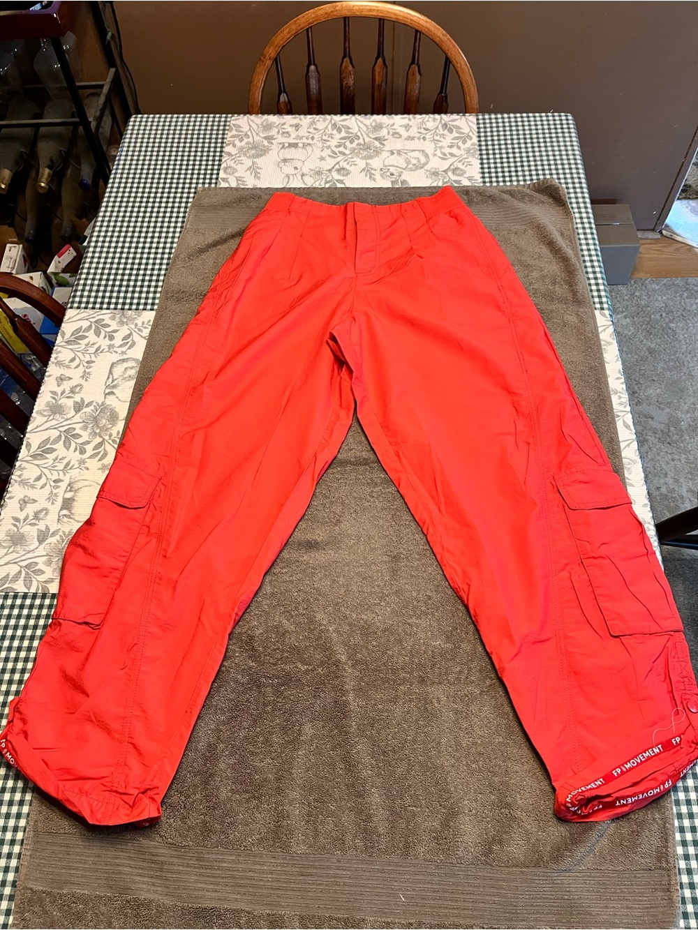 Women’s Free People Red Cargo Pants - Lightweight Utility Style